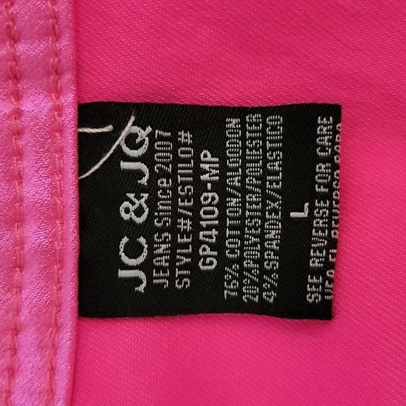 NWT JC & JQ Jeans | Bright Pink Shiny Skinny High Rise Jeans Size Large - Picture 5 of 5